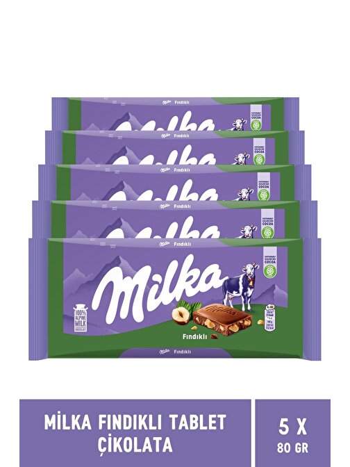 Milka Fındıklı Çikolata 80 gr x 5 Adet