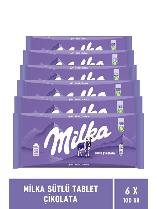 Milka Sütlü Tablet Çikolata 80 gr x 6 Adet