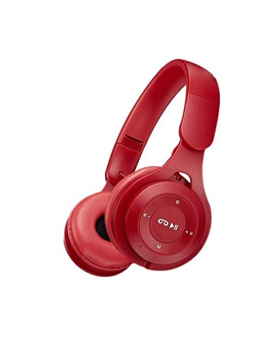 Concord Kablosuz Silikonlu Kulak Üstü Bluetooth Kulaklık Kırmızı