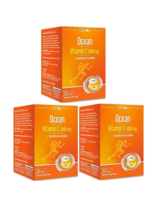 Orzax Ocean Vitamin C 1000 Mg 30 Tablet x 3 Adet