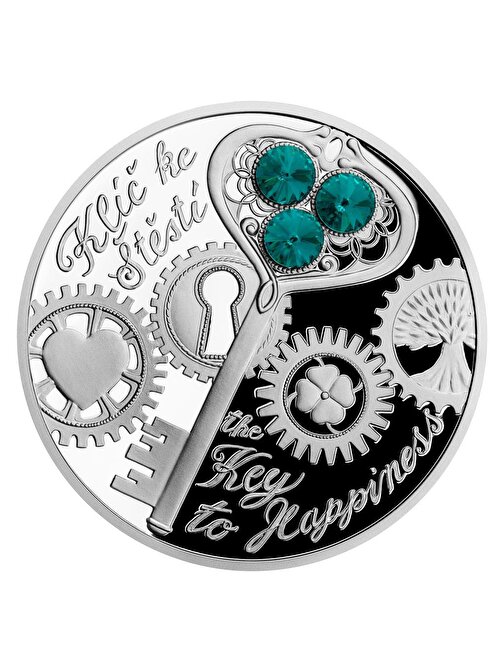 AgaKulche Silver Crystal Coin- The Key to Happiness proof(Ag 999 /31,10g / 50 mm/pf)