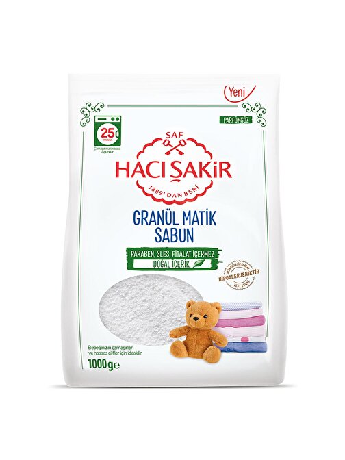 Hacı Şakir Lavanta Granül Matik Bebekler Ve Hassas Ciltler İçin Çamaşır Deterjanı 1 kg