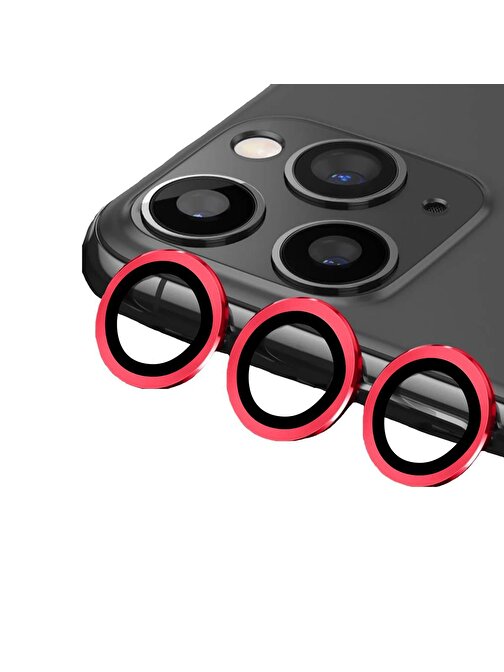 Bipower Binano iPhone 14 Pro - 14 Pro Max Metal Ring Kamera Lens Koruyucu Kırmızı