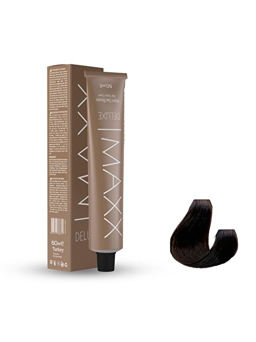 Maxx Deluxe Tüp Saç Boyası 5.1 Küllü Açık Kahve 60 ml X 4 Adet + Sıvı Oksidan 4 Adet