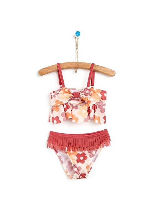 Neopy Kız Bebek Retro Çiçek Bikini Alt Üst Takım Pembe 1 Yaş