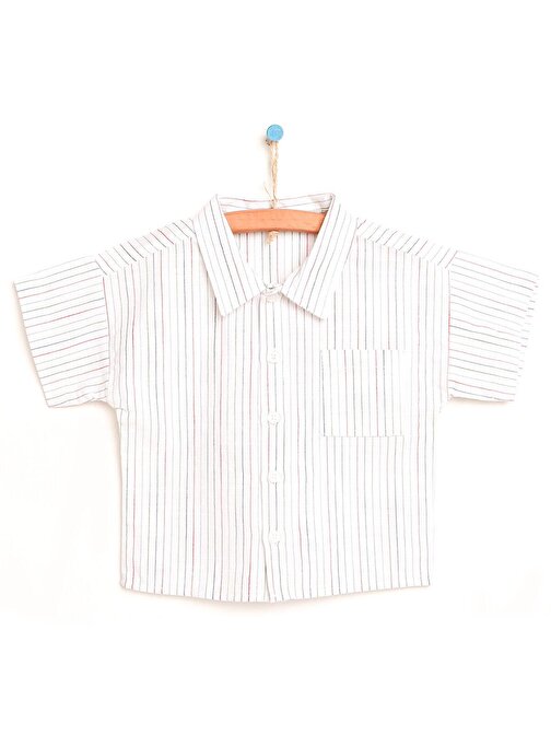 HelloBaby Basic Erkek Bebek Çizgili Cepli Pamuklu Gömlek Erkek Bebek Çok Renkli 1 Yaş