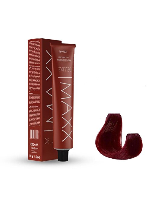 Maxx Deluxe Tüp Saç Boyası 7.65 Lal Kızıl 60 ml X 3 Adet + Sıvı Oksidan 3 Adet