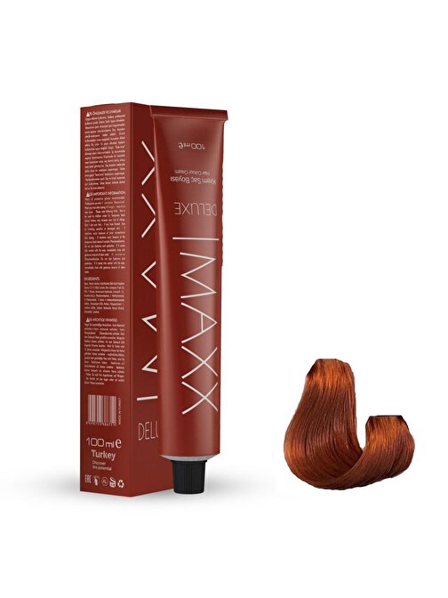 Maxx Deluxe Tüp Saç Boyası 7.43 Yoğun Açık Bakır 60 ml X 3 Adet + Sıvı Oksidan 3 Adet