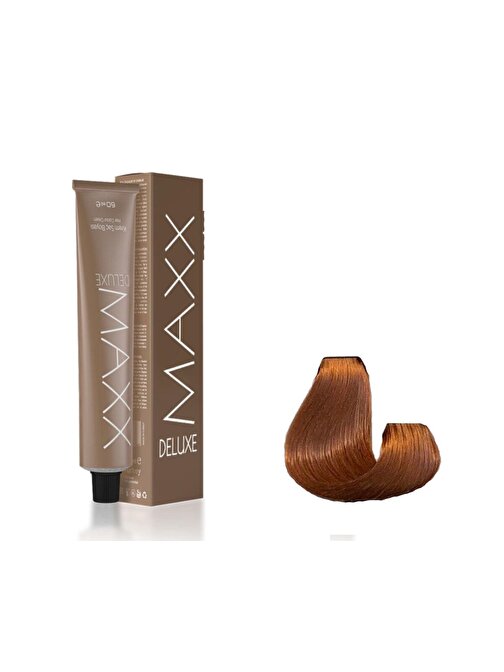 Maxx Deluxe Tüp Saç Boyası 8.74 Altın Parıltılı Toffe 60 ml X 3 Adet + Sıvı Oksidan 3 Adet