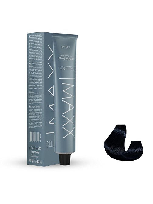 Maxx Deluxe Tüp Saç Boyası 1.0 Siyah 60 ml X 3 Adet + Sıvı Oksidan 3 Adet