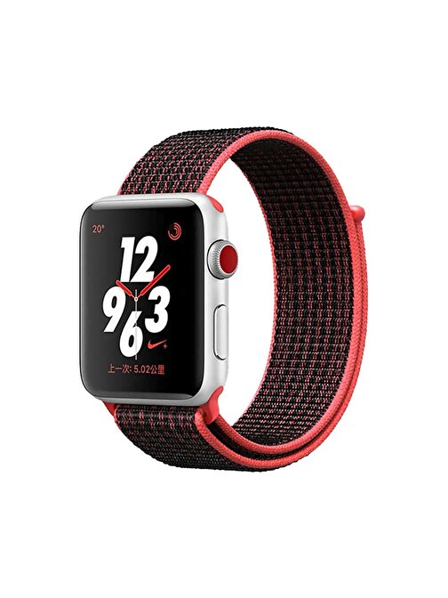 E2M KRD03 Apple Watch 42 - 44 mm Hasır Akıllı Saat Kordonu Kardinal