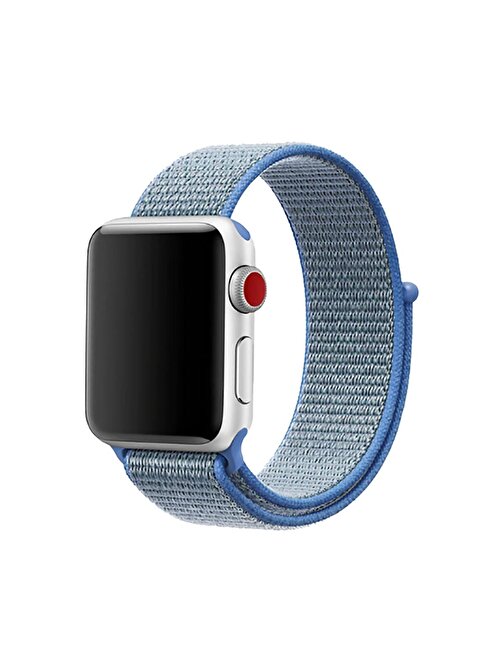 E2M KRD03 Apple Watch 42 - 44 mm Hasır Akıllı Saat Kordonu Açık Mavi