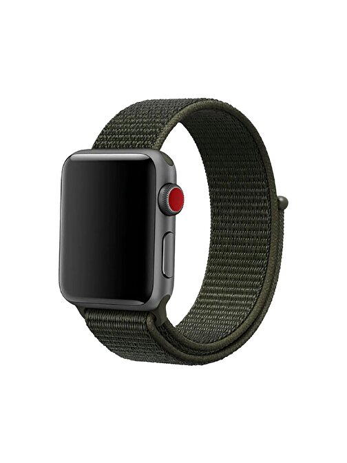 E2M KRD03 Apple Watch 38 - 40 mm Hasır Akıllı Saat Kordonu Koyu Yesıl