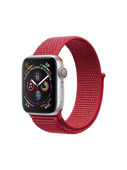 E2M KRD03 Apple Watch 38 - 40 mm Hasır Akıllı Saat Kordonu Kırmızı