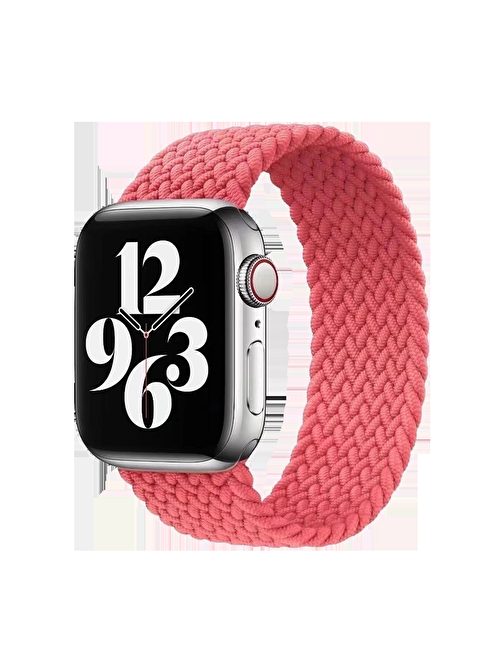 E2M KRD15 Apple Watch 42 - 44 mm Örgü Akıllı Saat Kordonu Pembe