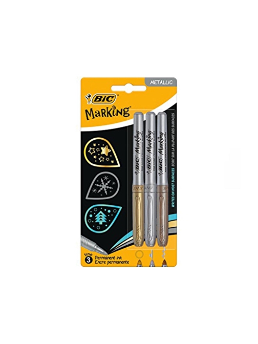 Bic Marking Color Permanent Markör Kalem Seti 3 Metalik Renk