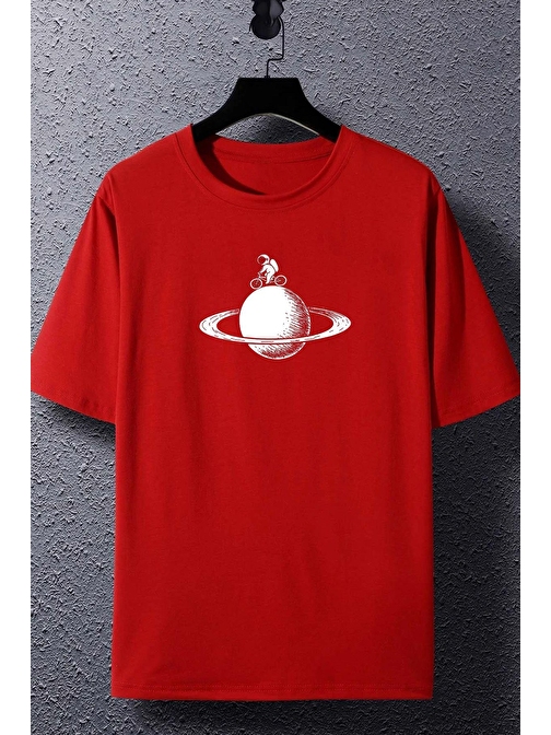 Unisex Astronaut Rides Baskılı T-shirt