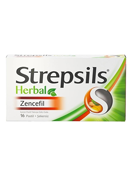 Strepsils Herbal Zencefil İçerikli Pastil Takviye Edici Gıda 16 Adet