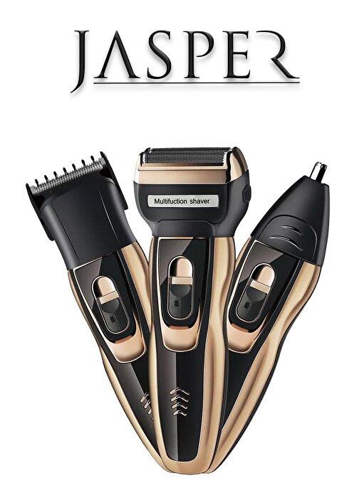 Jasper Jpr-2020 3 Başlıklı Özel Seri Titanyum Pro Edition Saç Sakal Burun Kılı Alma Tıraş Makinesi