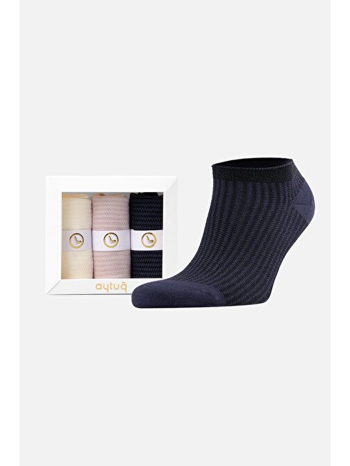 Aytuğ Kadın Modal 3 Çift Özel Kutulu Çok Renkli Patik Çorap - 33258-1