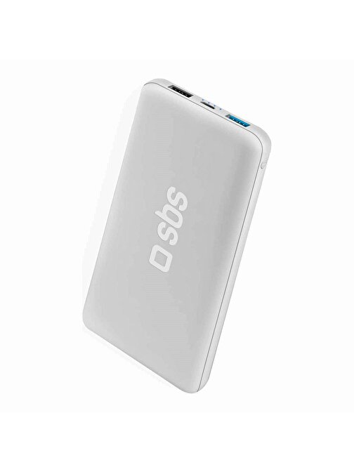 SBS 10000 mAh 2xUsbA Çıkışlı Micro USB KabloluHızlı Şarj Powerbank Beyaz