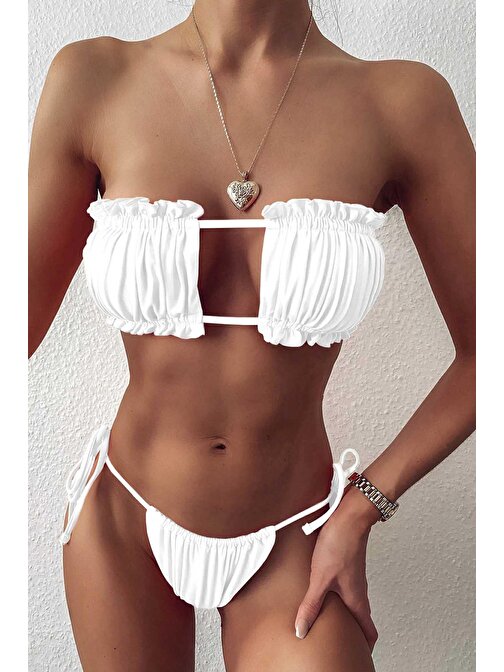 Angelsin Brezilya Model Büzgülü Bağlamalı Bikini üstü