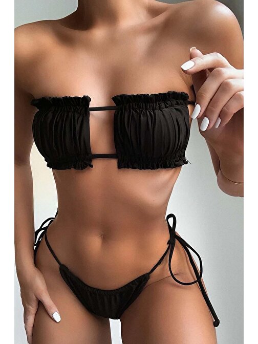 Angelsin Brezilya Model Büzgülü Bağlamalı Bikini üstü