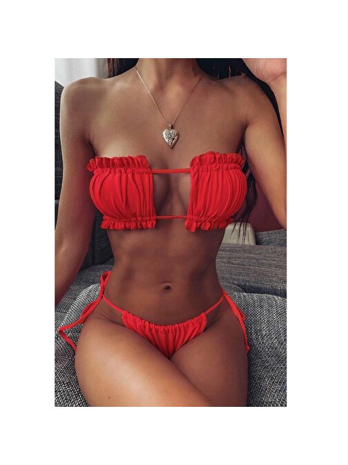 Angelsin Brezilya Model Büzgülü Bağlamalı Bikini Altı