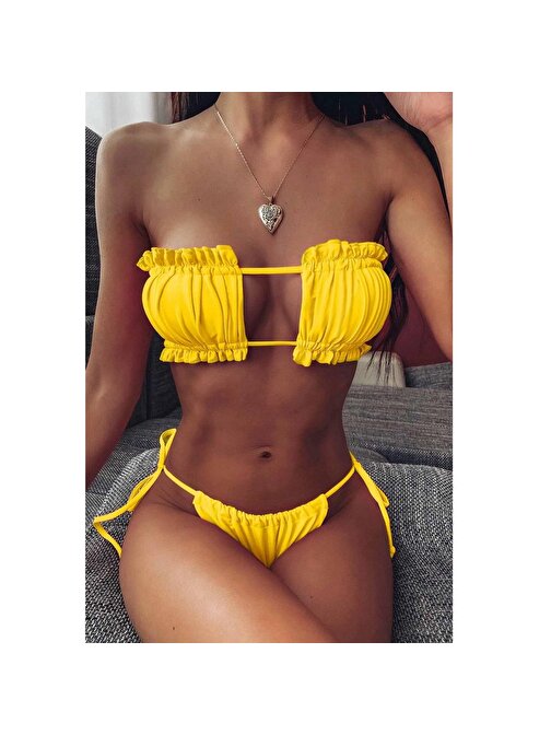 Angelsin Brezilya Model Büzgülü Bağlamalı Bikini Altı