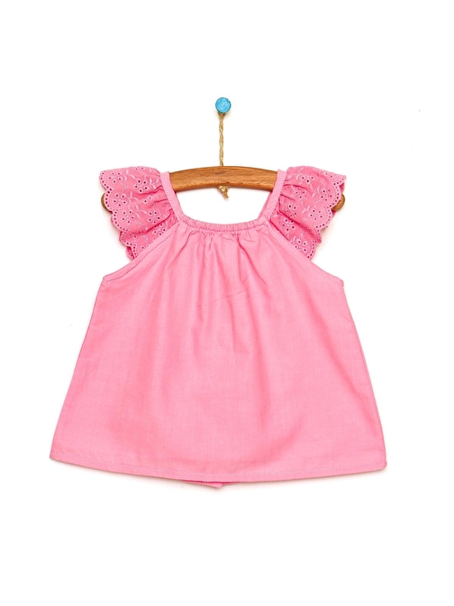 HelloBaby Basic Kız Bebek Fırfır Askılı Pamuklu Bluz Pembe 1.5 Yaş