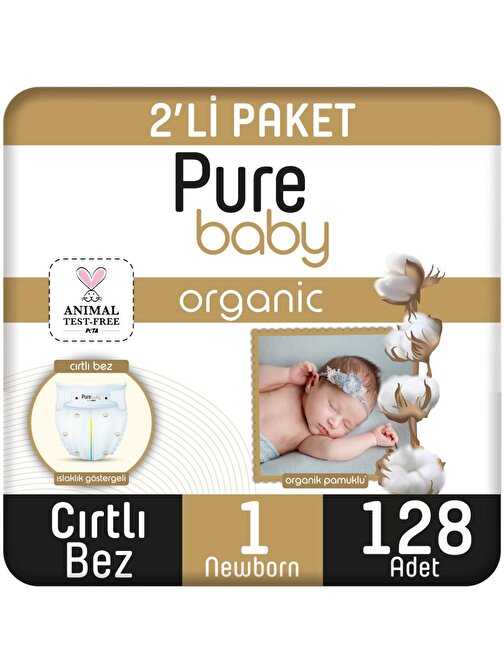 Pure Baby 2 - 5 kg 1 Numara Bebek Bezi 128 Adet