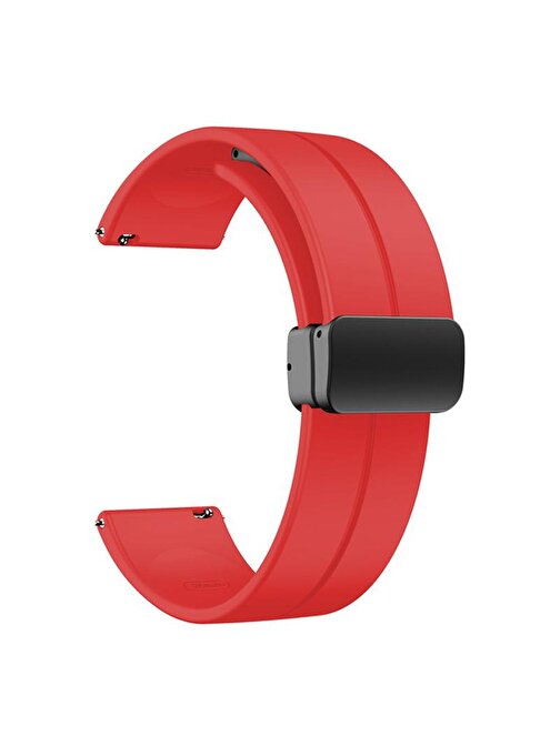 Gpack HS19 Huawei Watch Gt2 46 mm Silikon Mıknatıslı Ayarlanabilir Akıllı Saat Kordonu Kırmızı