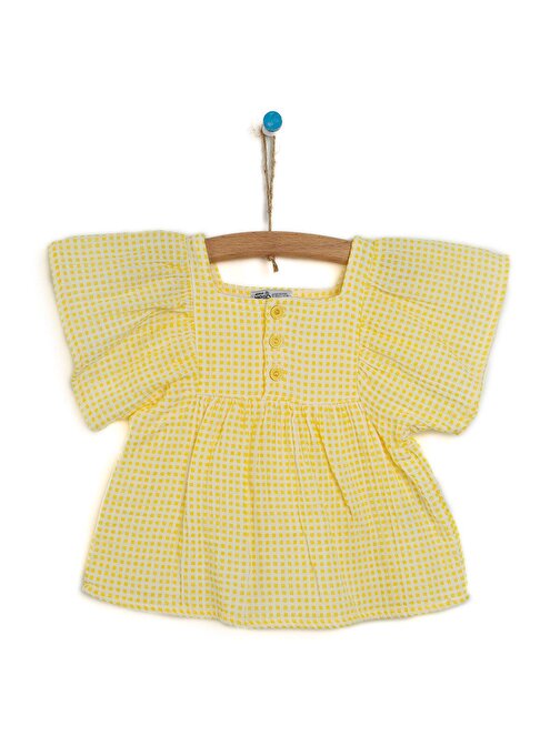 HelloBaby Basic Kız Bebek Sarı Pötikareli Pamuklu Bluz Sarı 3 - 4 Yaş