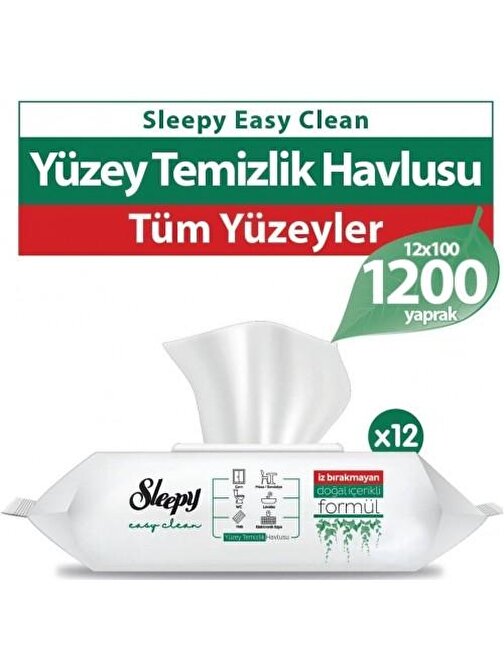 Sleepy Tüm Yüzeyler Islak Havlu Islak Temizlik Havlusu Renkli 100 Yaprak x 12 Adet