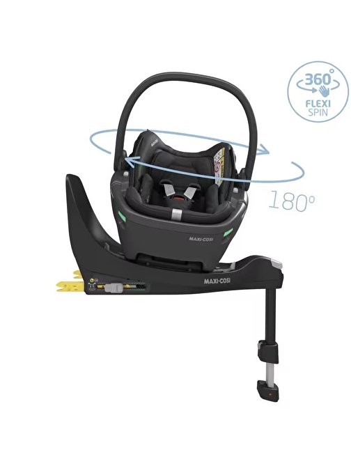 Maxi-Cosi Coral 360 Dönebilir Yatabilir İsofix Bazalı 2'si Bir Arada Ana Kucağı ve Oto Koltuğu Essential Black