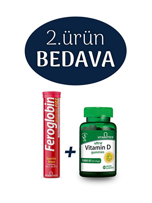 Vitabiotics Feroglobin Fizz + Ultra Vitamin D Gummies - Demir İçeren Bağışıklık Paketi