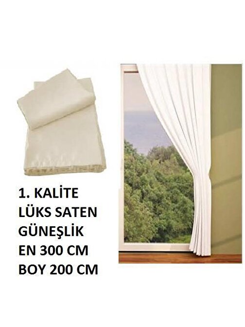 Beyaz Renk Saten Güneşlik 1. Kalite 290 Cm En - 200 Cm Boy