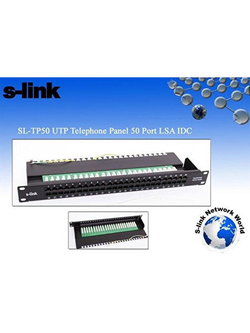 S-Link Sl-Tp50 50'li Utp Portlu Telefon Paneli