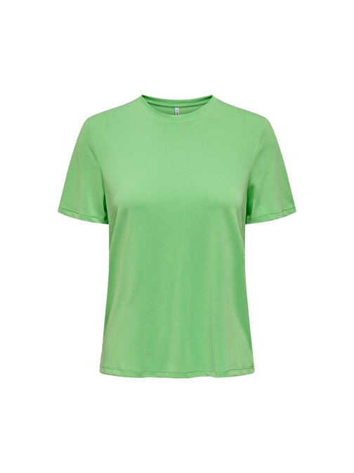 Only Sıfır Yaka Basic Yeşil Kadın T-Shirt 15290959