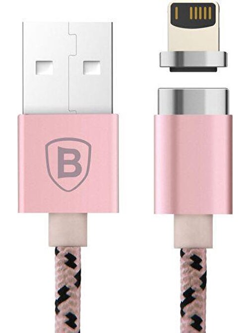 Baseus Insnap Serisi Apple CALIGHTNG-LF0R Manyetik Lightning USB Kablosu 1 m Pembe-Altın