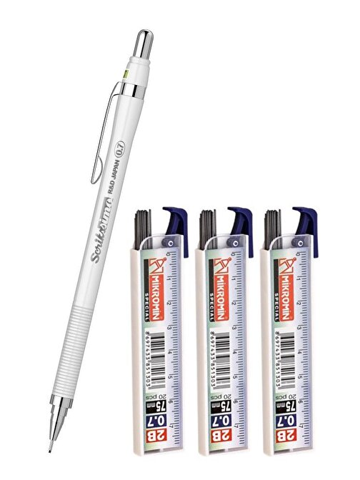 Scrikss Simo R&D Japan Uçlu Kalem Beyaz 0.7 ve Mikro 0.7 Versatil Kalem Uçu Siyah 3 Paket