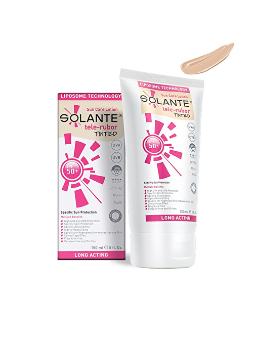 Solante Tele-Rubor Tinted Sun Care Lotion Spf 50+ 150 ml Kızarıklık Önleyici Renkli Güneş Losyonu