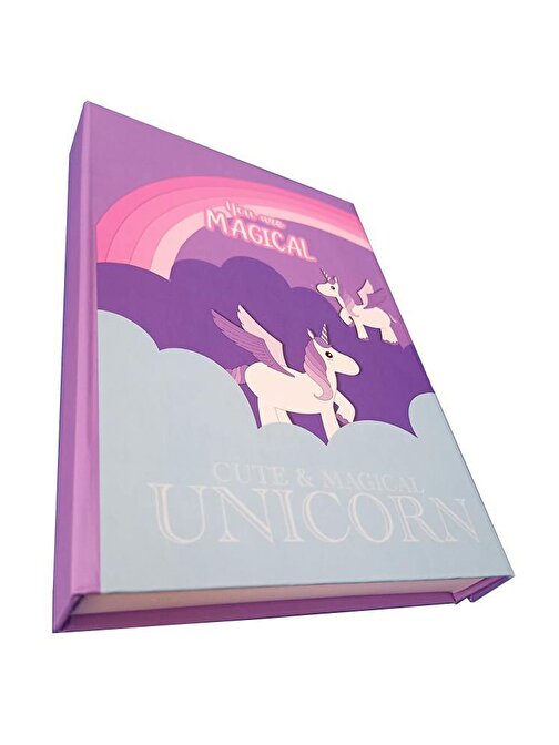 Artlantis Hatıra Defteri Kilitli Kız Modeli Günlük Defteri Unicorn Hediye Kutulu 100 Yaprak Çizgili 1 Adet Unicorn Mor