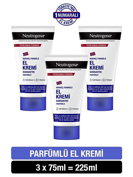 Neutrogena Norveç Formülü El Kremi Parfü mlü 75 ml x3