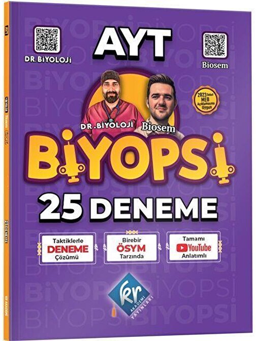 KR Akademi Yayınları AYT Biyopsi 25 Biyoloji Deneme KR Akademi