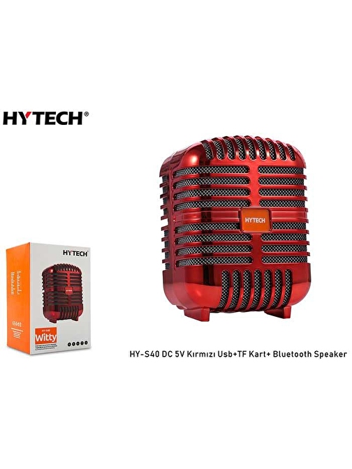 Hytech HY-S40 Dc 5V Usb+Tf Kart Uyumlu Bluetooth Hoparlör Kırmızı