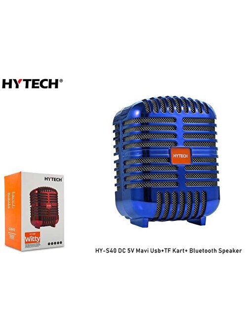 Hytech HY-S40 Dc 5V Usb+Tf Kart Uyumlu Bluetooth Hoparlör Mavi