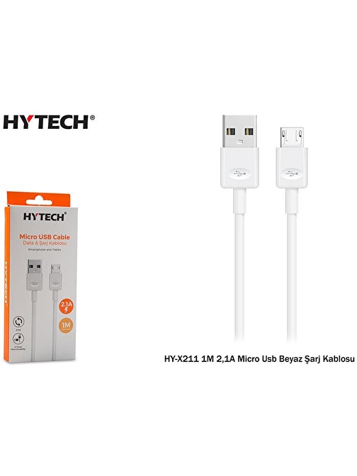 Hytech Universal HY-X211 2.1A Micro USB Type-C Hızlı Şarj Kablosu 1 m Beyaz