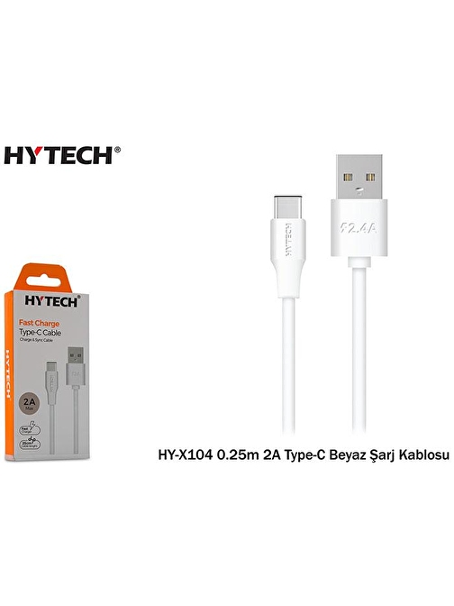 Hytech HY-X104 0.25m 2A Type-C Beyaz Şarj Kablosu