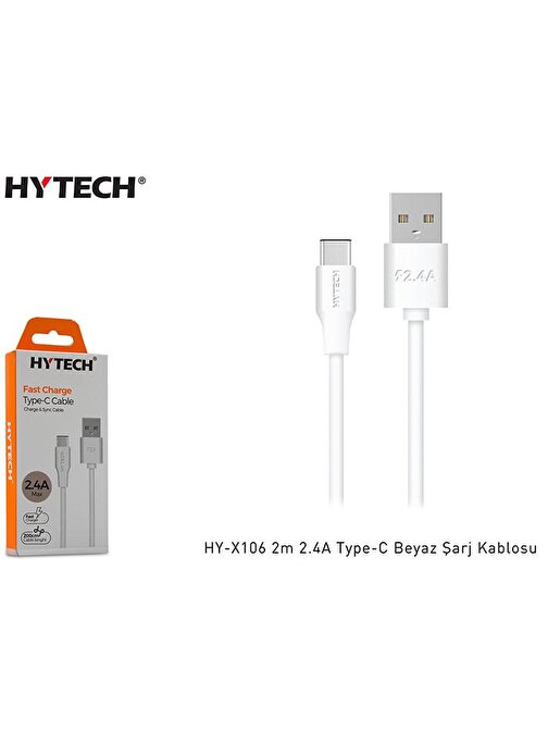 Hytech Universal HY-X106 Type-C Hızlı Şarj Kablosu 2 m Beyaz